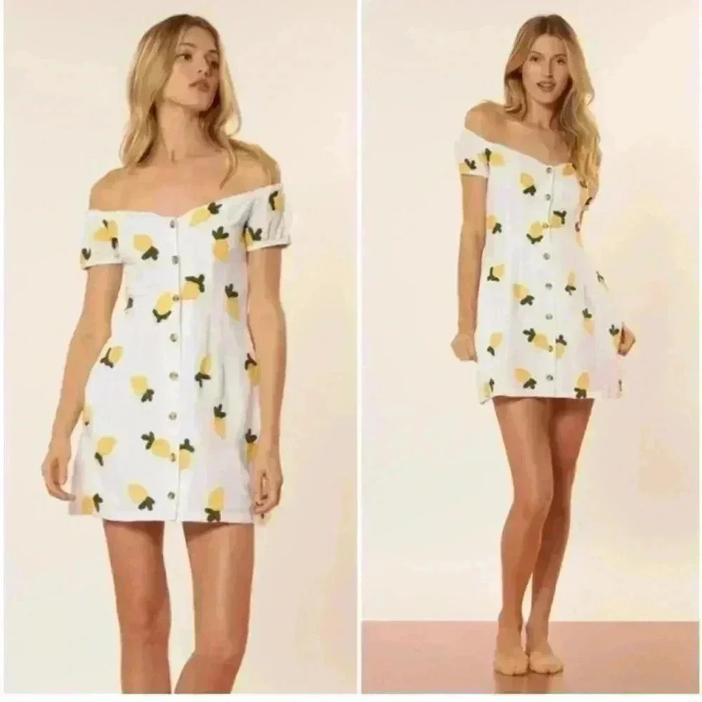 NWT Anthropologie Red Carter Lemon Embroidered Dress